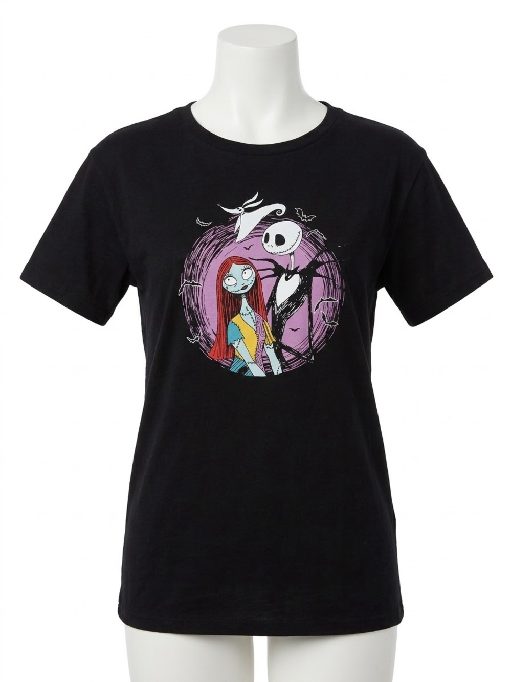 Disney Black Short-Sleeve Tee with Jack and Sally Night Graphic